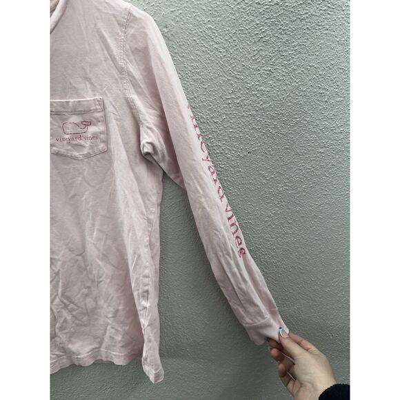 Vineyard Vines Womens Top Size XS Pink Long Sleeve Whale Decal Logo - Picture 2 of 10